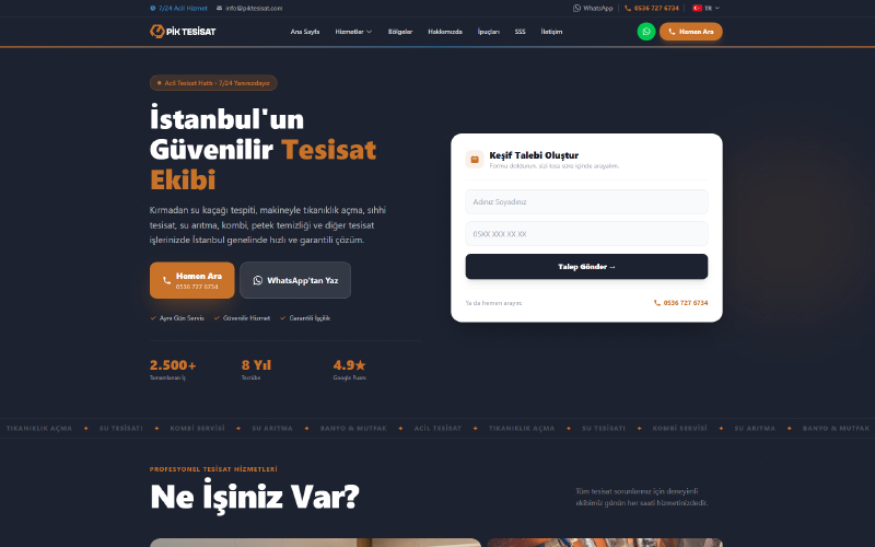 Pik Tesisat ekran görüntüsü